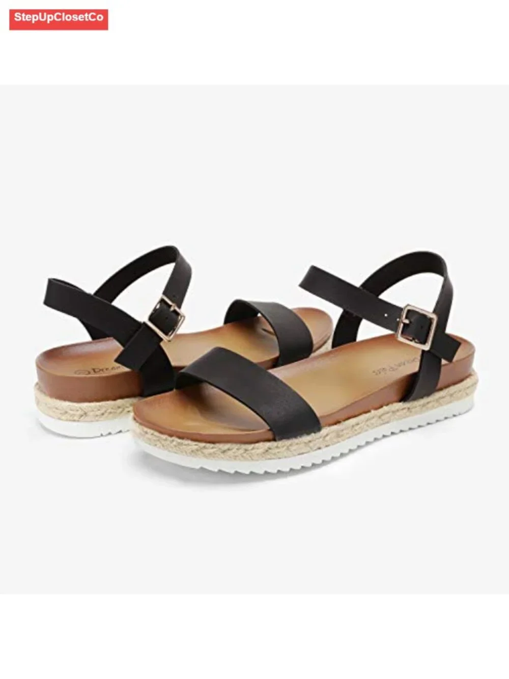 Women's Open Toe Ankle Strap Espadrille Flatform Platform Wedge Sandals